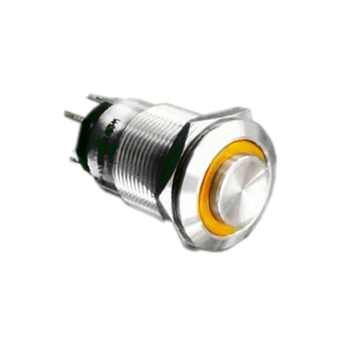 19mm metal push button switch, ring LED illuminated, RGB switches, anti vandal switch, panel mount, LED SWITCHES, RJS Electronics Ltd