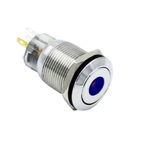 19mm metal push button switch, dot LED illuminated, RGB LED, antivandal switch, LED SWITCHES, panel mount RJS Electronics Ltd