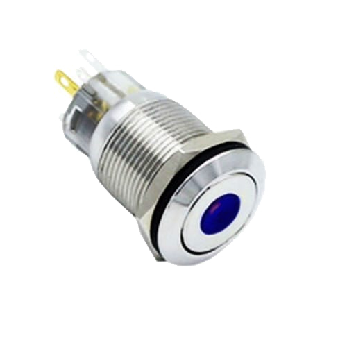 19mm metal push button switch, dot LED illuminated, antivandal switch, panel mount LED SWITCHES RJS Electronics Ltd