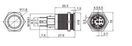 16mm antivandal switch drawing, rjs electronics ltd