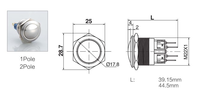 drawing for RJS103-22(A)-B~67J antivandal switch