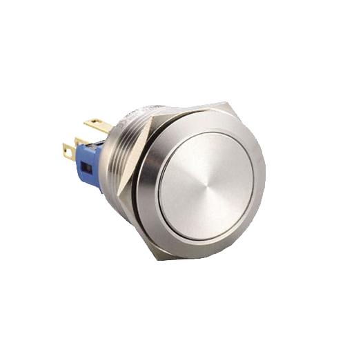22mm metal push button switch, non-illuminated, antivandal switch, panel mount, RJS Electronics Ltd
