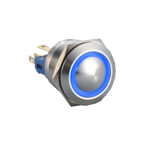 22mm metal push button switch, Ring LED illuminated, RGB switches, anti vandal switch, panel mount, LED Switches, LED Illumination options, RJS Electronics Ltd