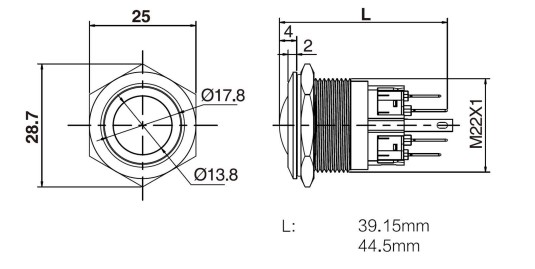 22mm switch drawing, rjs electronics ltd