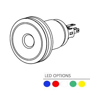 RJS103-22L-MD-Panel Mount, Push Button Switch with LED illumination. Dot Illumination_ RJS ELECTRONICS LTD. - Switch Drawing
