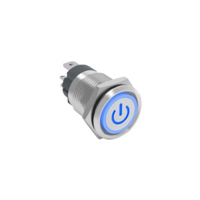 RJS107-16L(A)-F-C5~67J 16mm high current push button switch, led illuminated, antivandal switch, panel mount, LED SWITCHES, rjs electronics ltd
