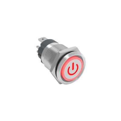 RJS107-16L(A)-F-C5~67J 16mm high current push button switch, led illuminated, antivandal switch, panel mount, LED SWITCHES, rjs electronics ltd