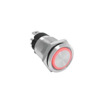 RJS107-16L(A)-F-R~67J 16mm high current switch, panel mount, antivandal push button, LED SWITCHES, rjs electronics ltd