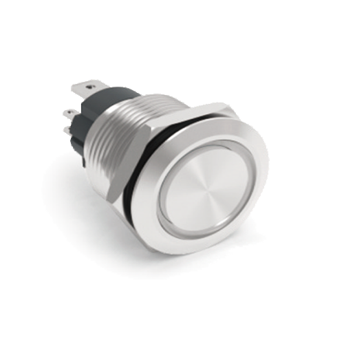 22mm metal push button switch, non-illuminated, antivandal switch, panel mount, RJS Electronics Ltd