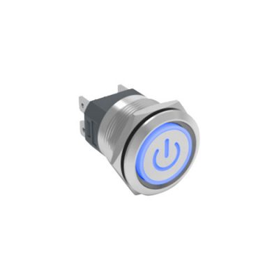 RJS107-22LA-F-C567J 22mm metal push button switch, Power LED illuminated, RGB LED, high current, antivandal switch, panel mount, LED SWITCHES, RJS Electronics Ltd