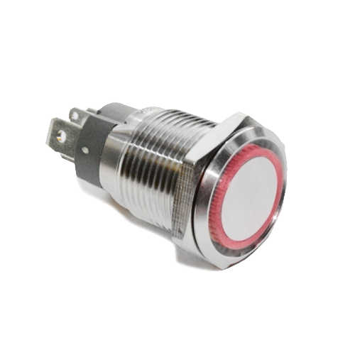 22mm metal push button switch, Ring LED illuminated, RGB LED, antivandal switch, panel mount, LED SWITCHES, RJS Electronics Ltd