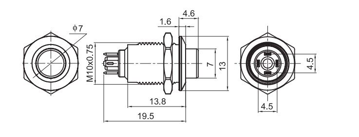 Drawing for 10mm switch, rjs electronics ltd