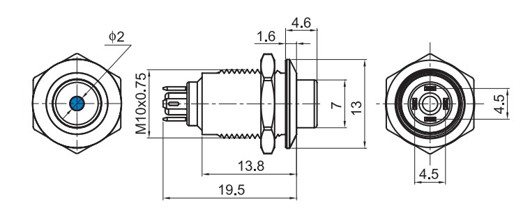 Drawing for 10mm LED switch, rjs electronics ltd
