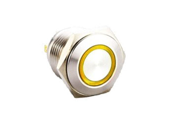 RJS1N1-16L-F-R~67J metal antivandal switch, ring led illumination, led illuminated, panel mount, LED Switches, LED Illumination options, RJS Electronics Ltd