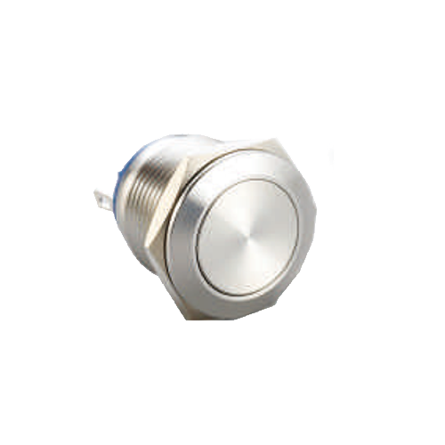 19mm metal push button switch, non-illuminated, antivandal switch, panel mount, RJS Electronics Ltd