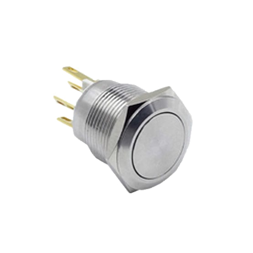 19mm metal push button switch, non-illuminated, antivandal switch, panel mount, RJS Electronics Ltd