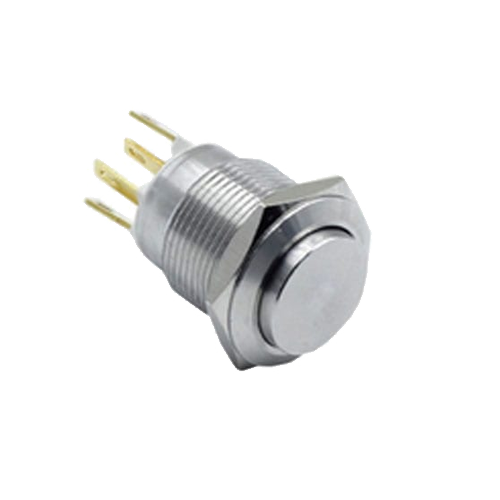 19mm metal push button switch, non-illuminated, antivandal switch, panel mount, RJS Electronics Ltd