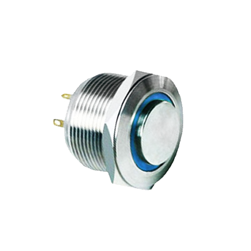 22mm metal push button switch, Ring LED illuminated, antivandal switch, panel mount, LED SWITCHES, RJS Electronics Ltd