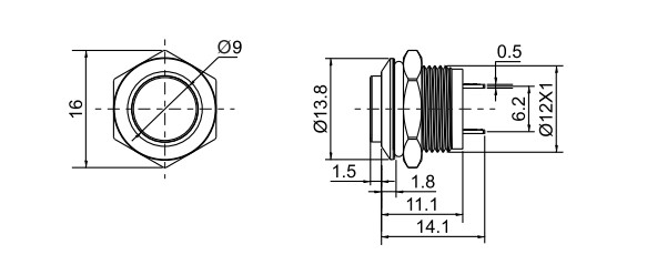 drawing for low profile switch, rjs electronics ltd