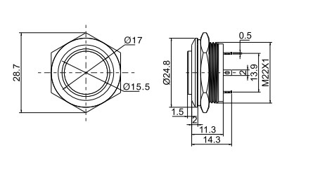 drawing for low profile switch, rjs electronics ltd