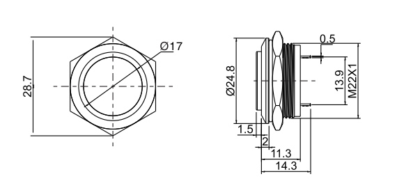 drawing for low profile switch, rjs electronics ltd