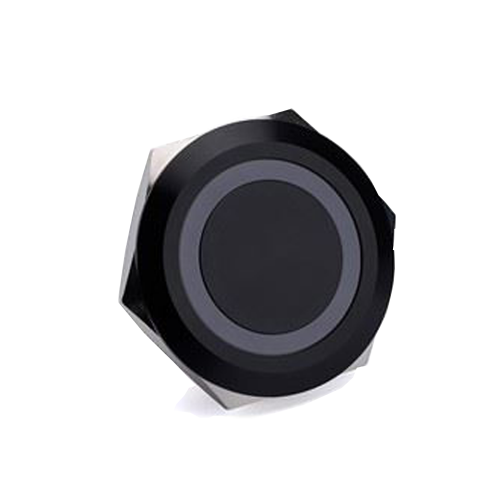 Push Button Anti-vandal, switch with LED ring illumination. Low profile push button switch, LED SWITCHES, RJS Electronics Ltd