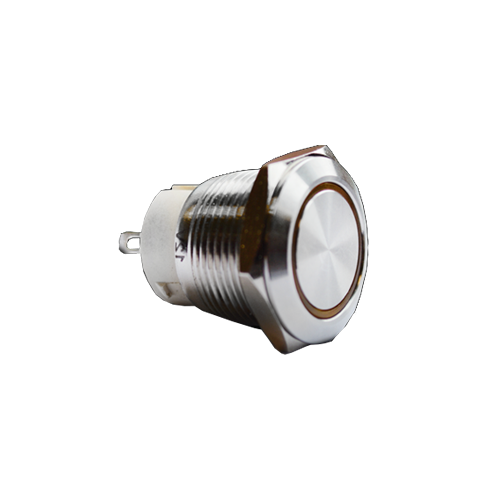 19mm metal push button switch, ring LED illuminated, antivandal switch, LED SWITCHES, panel mount RJS Electronics Ltd