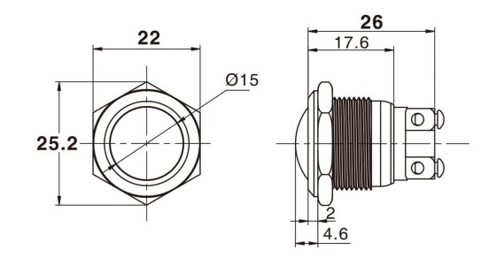 Drawing for 19mm switch, rjs electronics ltd