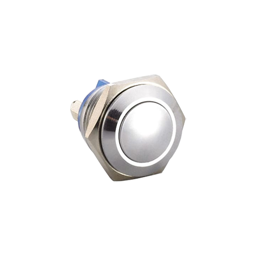 19mm metal push button switch, non-illuminated, antivandal switch, panel mount, RJS Electronics Ltd