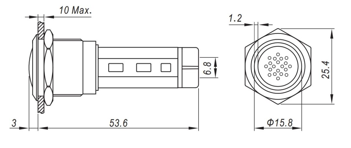 Drawing for RJS1N1S Buzzer switch, rjs electronics ltd
