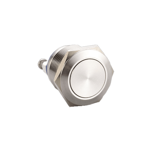 19mm metal push button switch, non-illuminated, antivandal switch, panel mount, RJS Electronics Ltd