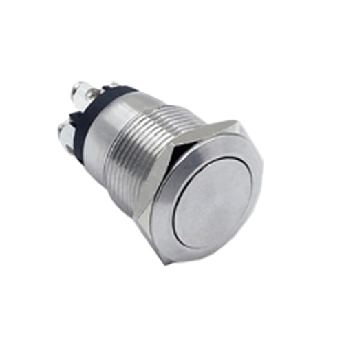 19mm metal push button switch, non-illuminated, antivandal switch, panel mount, RJS Electronics Ltd