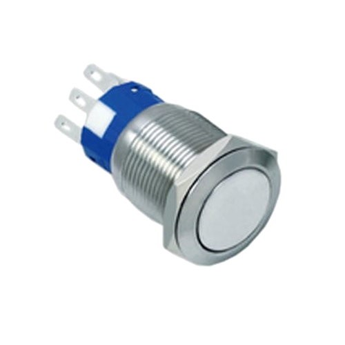 19mm metal push button switch, non-illuminated, antivandal switch, panel mount, RJS Electronics Ltd