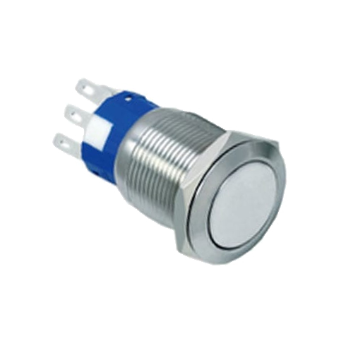 19mm metal push button switch, non-illuminated, antivandal switch, panel mount, RJS Electronics Ltd