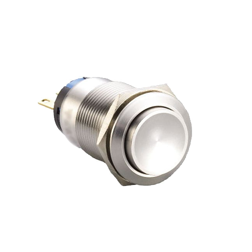 19mm metal push button switch, non-illuminated, antivandal switch, panel mount, RJS Electronics Ltd