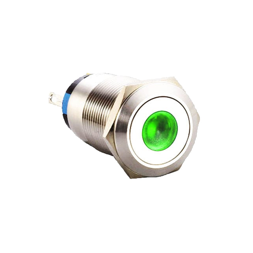 19mm metal push button switch, dot LED illuminated, RGB switches, anti vandal switch, panel mount, LED SWITCHES, RJS Electronics Ltd