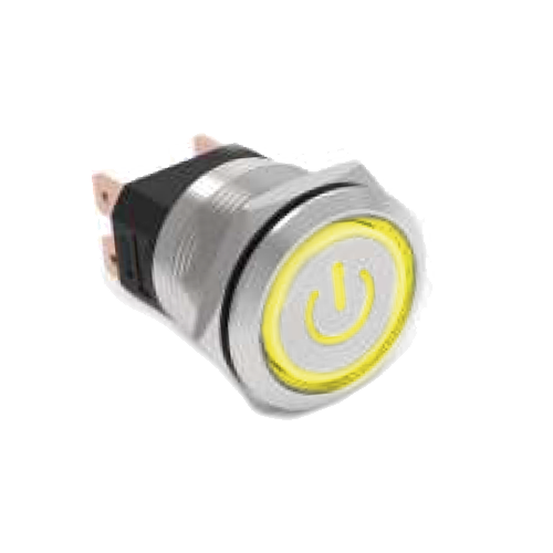 22mm metal push button switch, Power LED illuminated, RGB LED, high current, antivandal switch, panel mount, RJS Electronics Ltd
