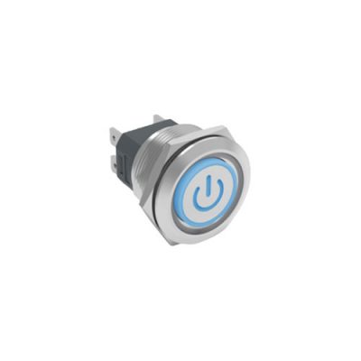 RJS207-25L(A)-F-C5~67J 25mm high current metal push button switch, power & ring LED illumination, antivandal switch, panel mount, LED SWITCHES, RJS Electronics Ltd