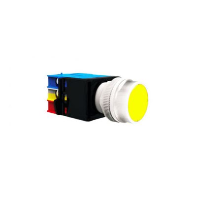 RJSAS22E Flat Illuminated Button, round plastic panel mount switch, terminal mount, LED illuminated, LED Switches, RJS Electronics Ltd