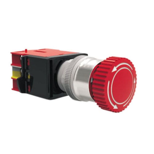 RJSAS22E Mushroom Emergency, panel mount, industrial control, mushroom emergency switch, without LED illumination. RJS Electronics Ltd.