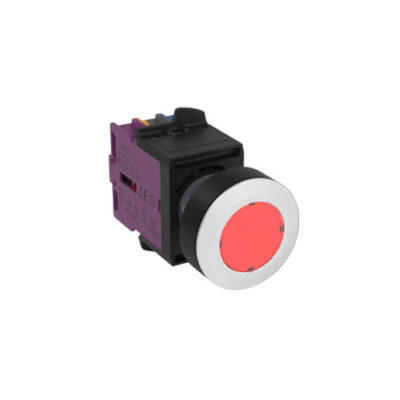 RJSAS30E Flat Illuminated Switch round plastic push button, terminal block mount switch with illumination, Led Switches, RJS Electronics Ltd