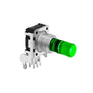 RJSILL UME-12S24207 PCB mount led illuminated rotary encoder with push button switch, horizontal type, LED switches, RJS Electronics Ltd