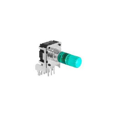 RJSILLUME-12S24212KM PCB mount led illuminated rotary encoder with push button switch, three colour illumination, horizontal type, LED switches, RJS Electronics Ltd