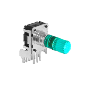 RJSILLUME-12S24212KM PCB mount led illuminated rotary encoder with push button switch, horizontal type, LED switches, RJS Electronics Ltd