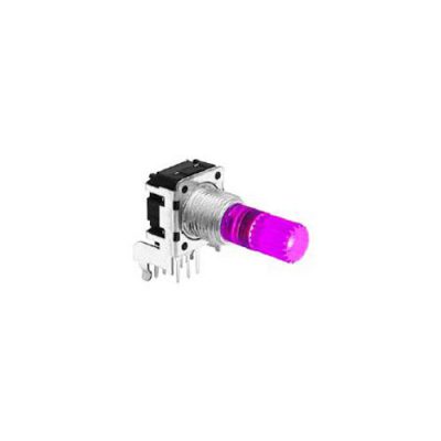 RJSILLUME-12S24217KM PCB mount led illuminated rotary encoder with push button switch, three colour illumination, horizontal type, LED switches, RJS Electronics Ltd