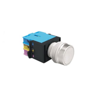 RJSMS22E Round Flat non-illuminated push button switch, terminal block, panel mount, RJS Electronics Ltd