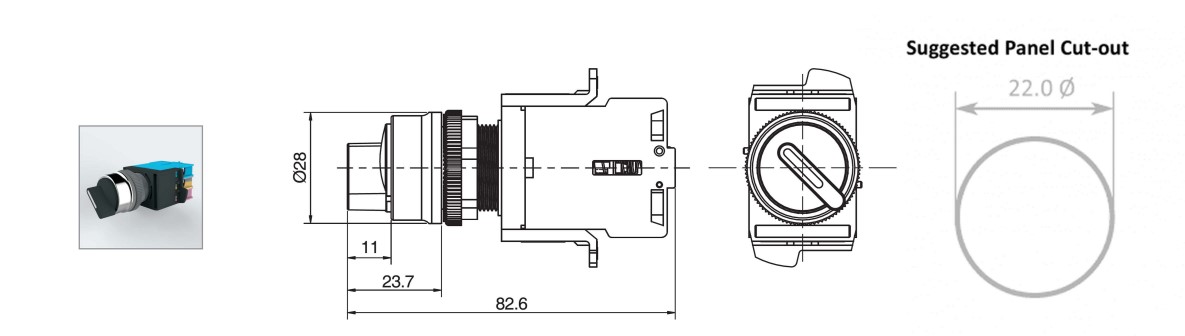 drawing for selector switch RJSMS22E Selector, rjs electronics ltd