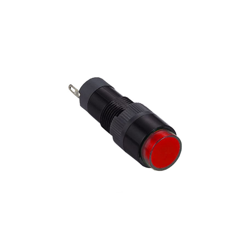 10mm round plastic push button switch, LED illuminated, panel mount, RJS Electronics Ltd.