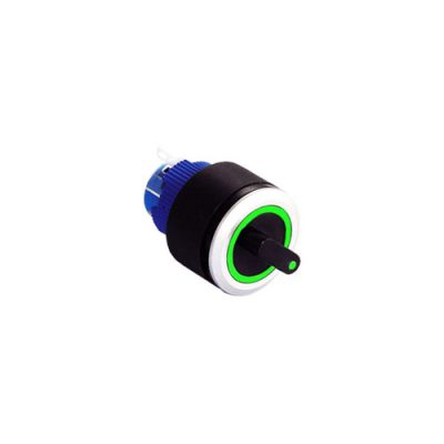 RJSPS1622A Round Selector Switch, ring led illumination, custom symbol, 90 degrees, LED SWITCHES, RJS Electronics Ltd