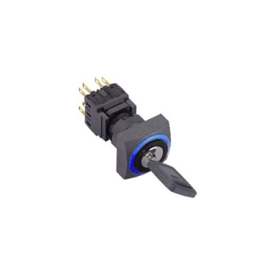 RJSPS1622D Square Key Lock Switch, non-illuminated plastic panel mount switch, keylock switches, RJS Electronics Ltd